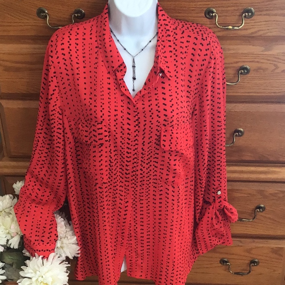 Red Apt. 9 Polka Dot Blouse